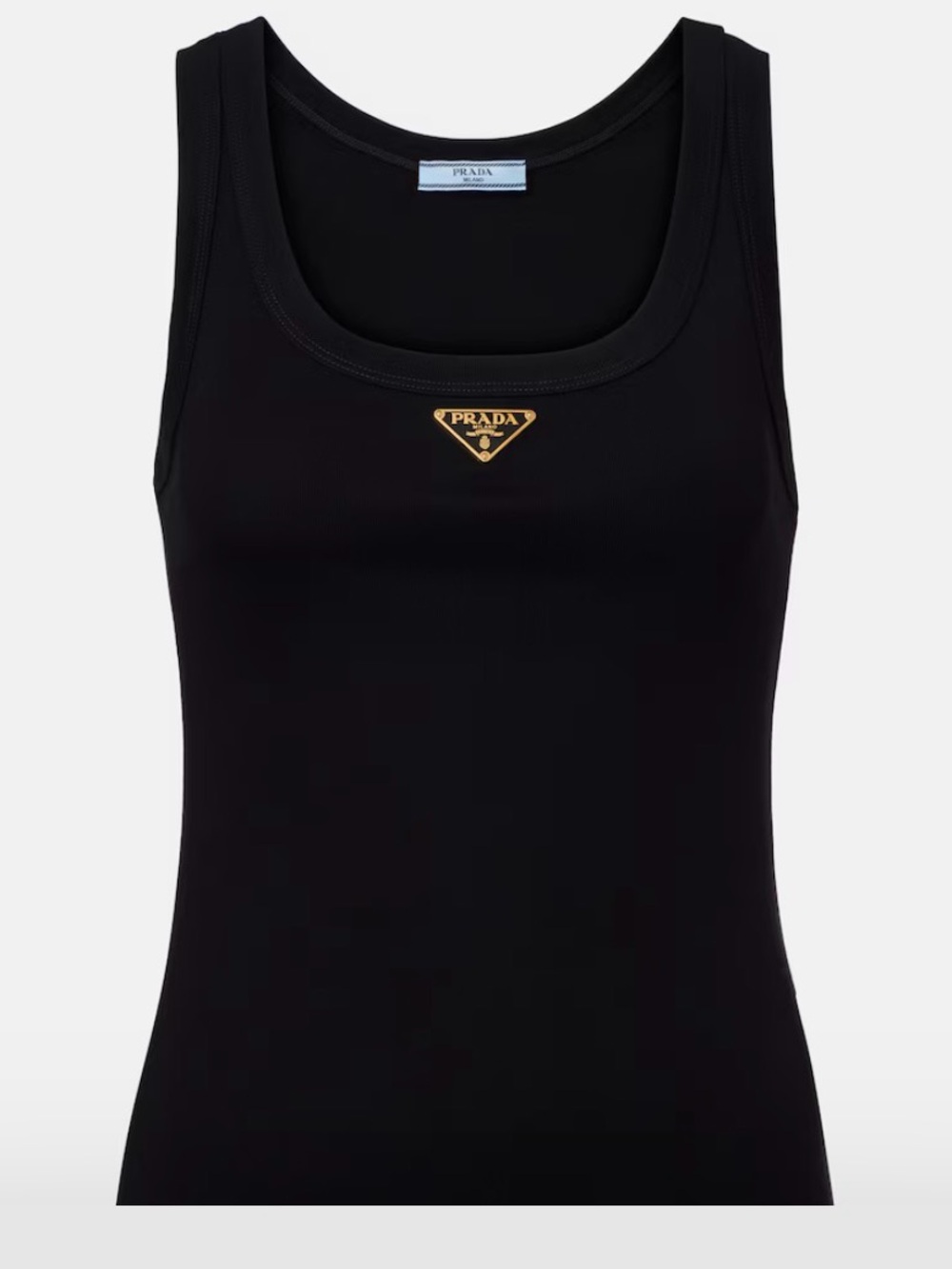 Black Tank Top with Gold Logo Plaque